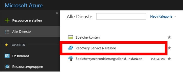 Microsoft Azure Recovery Services-Tresore