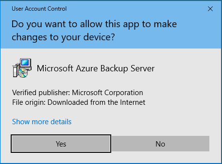 Microsoft Azure Backup Server Installer