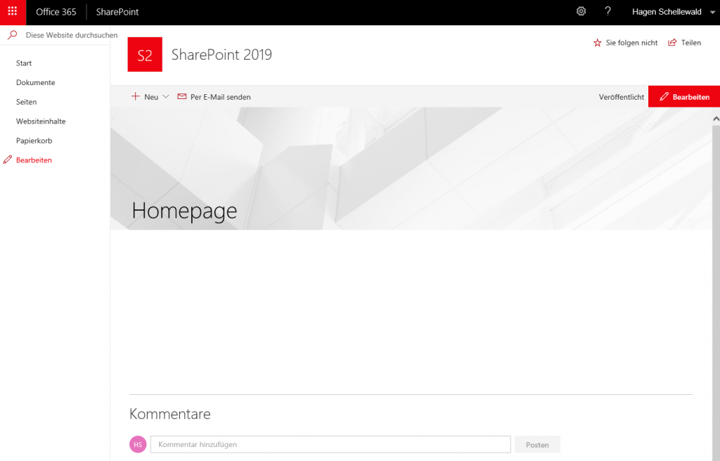 Modern Teamsites in SharePoint 2019